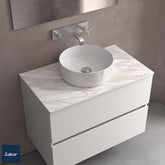 Lavabo de posar KANDY sin sifón ni desagüe PORCELANA BLANCA Ø 360 x 120 mm - BañoClick